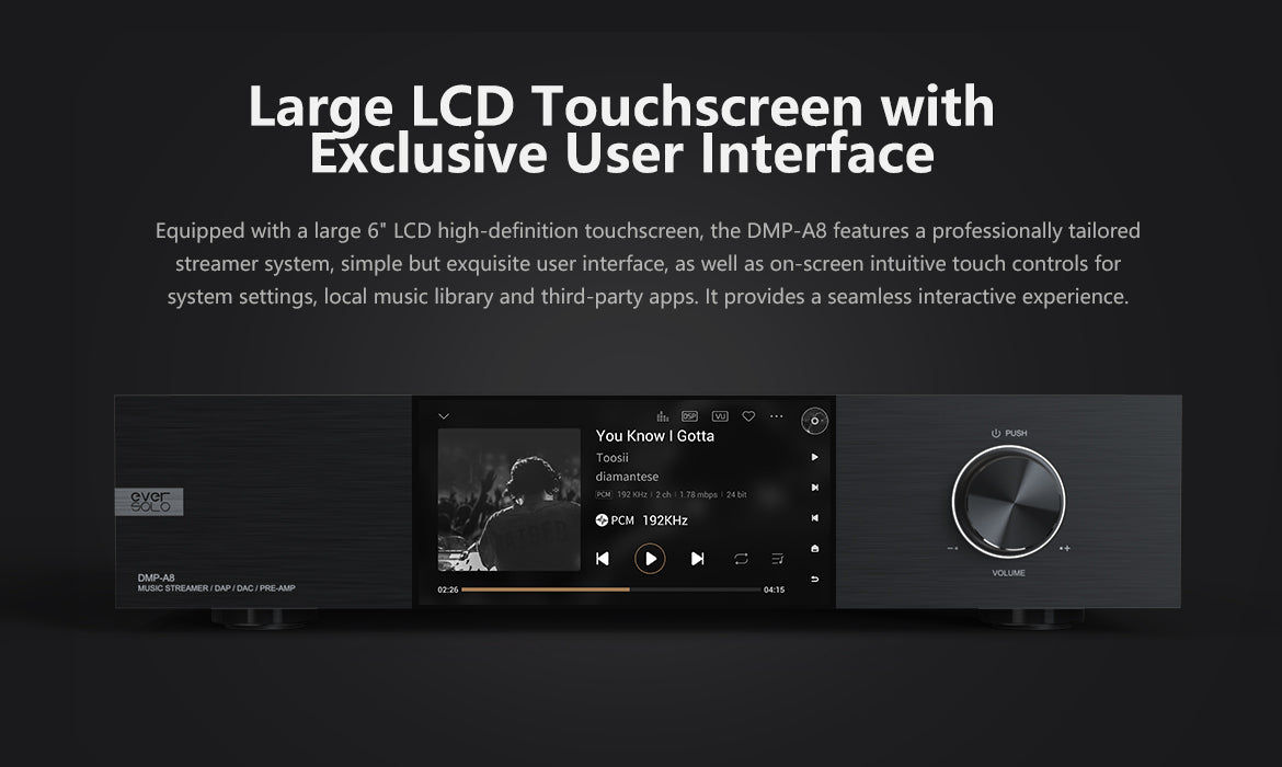 eversolo dmp-a8 streamer network audio DAC lcd touchscreen