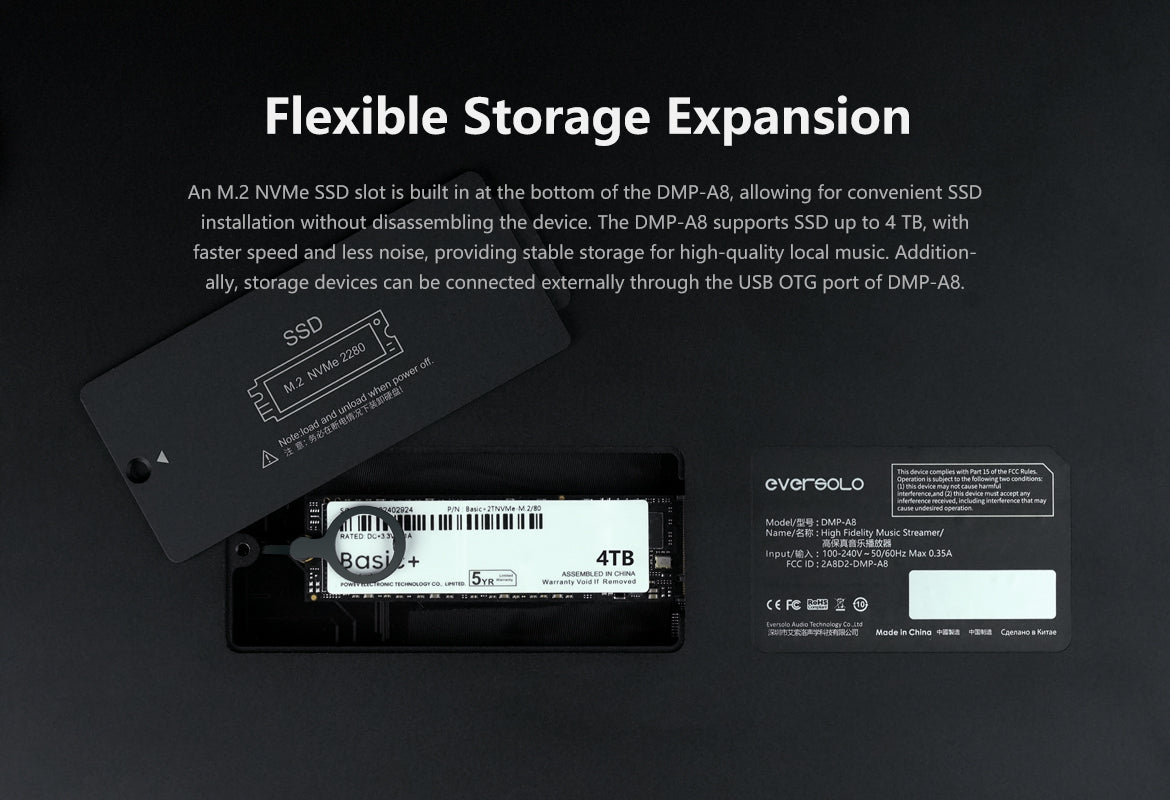 eversolo dmp-a8 streamer network audio DAC storage expansion