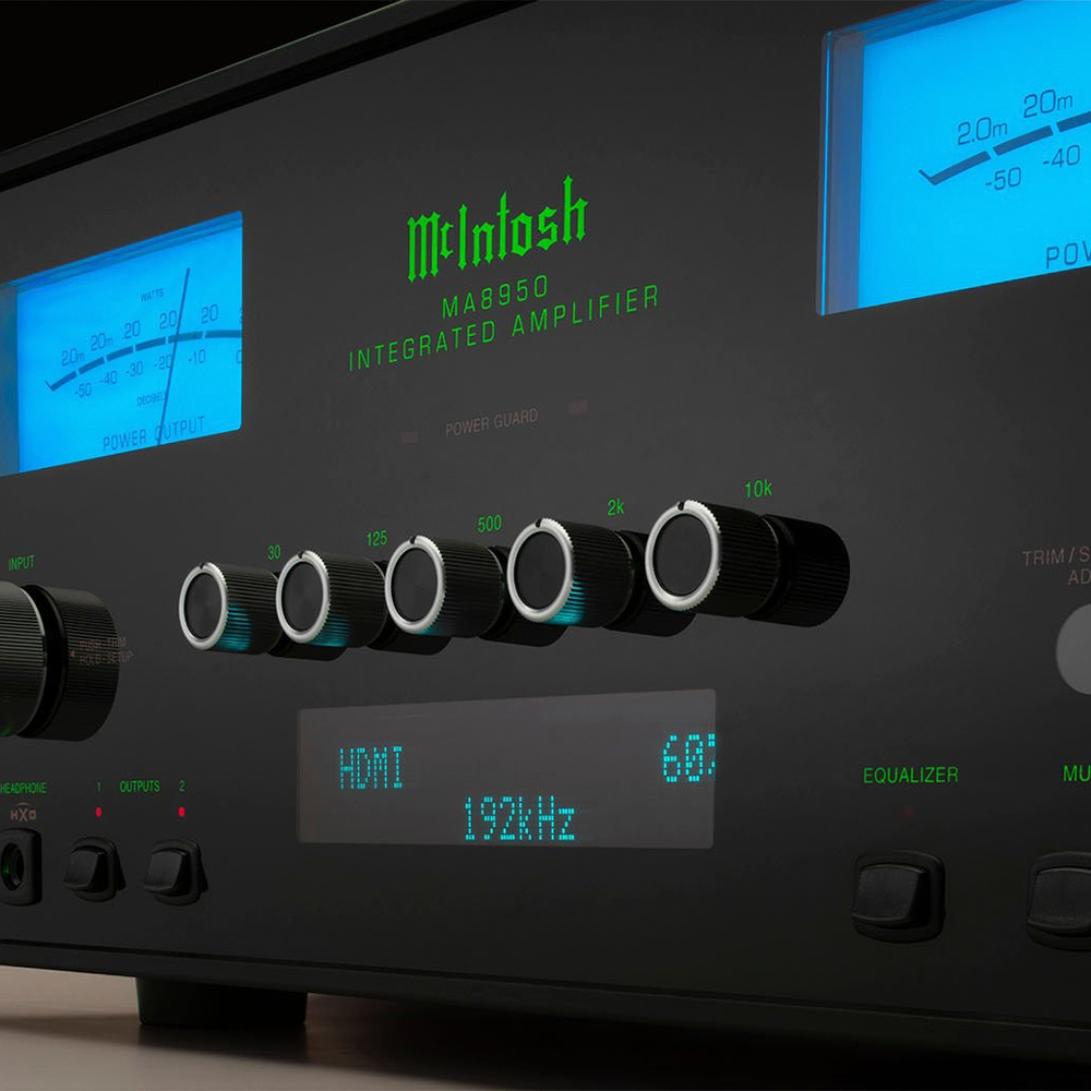 McIntosh MA8950 Integrated Amplifier front dials buttons switches close up