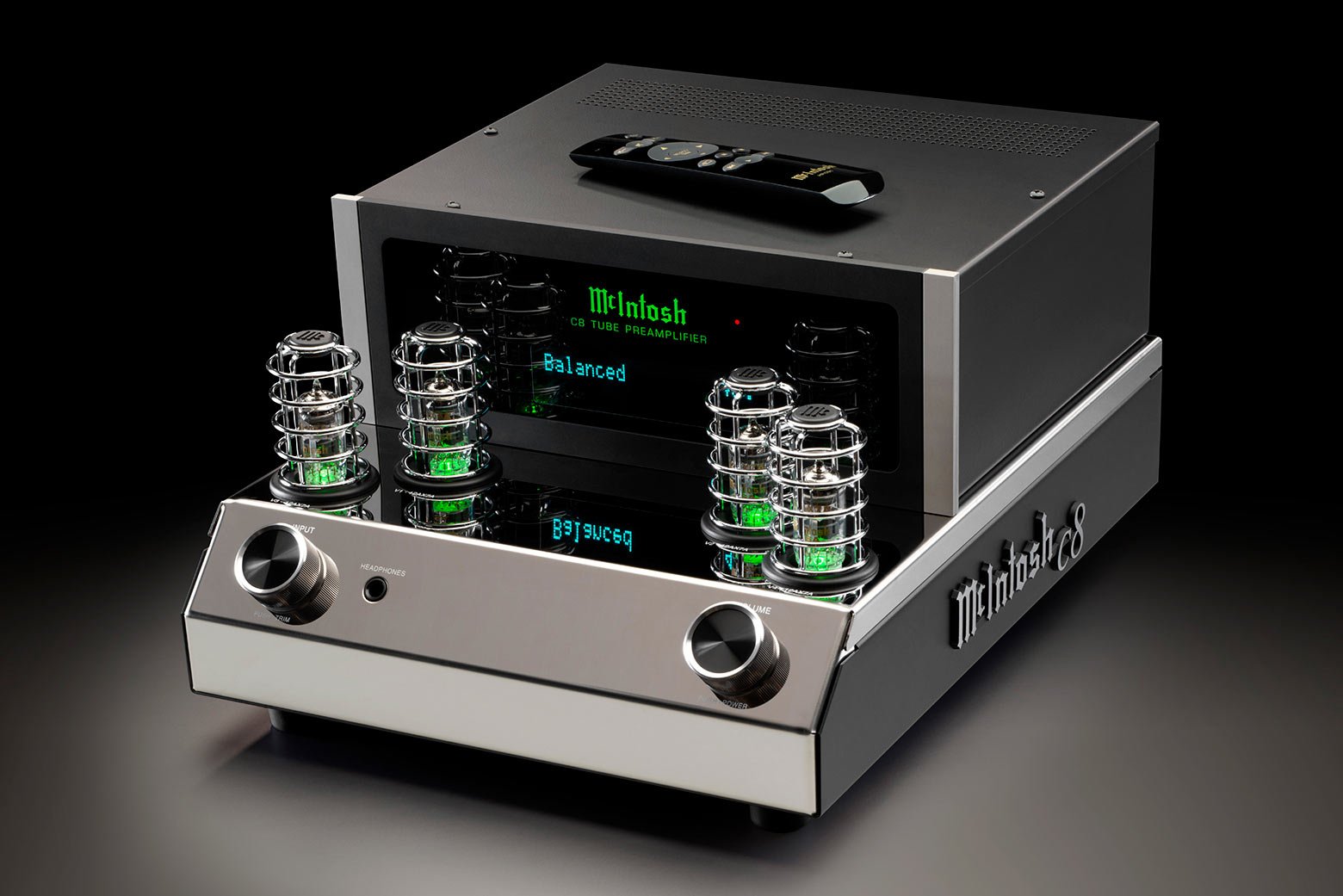 Mcintosh C8 Tube Preamplifier  angle background remote 