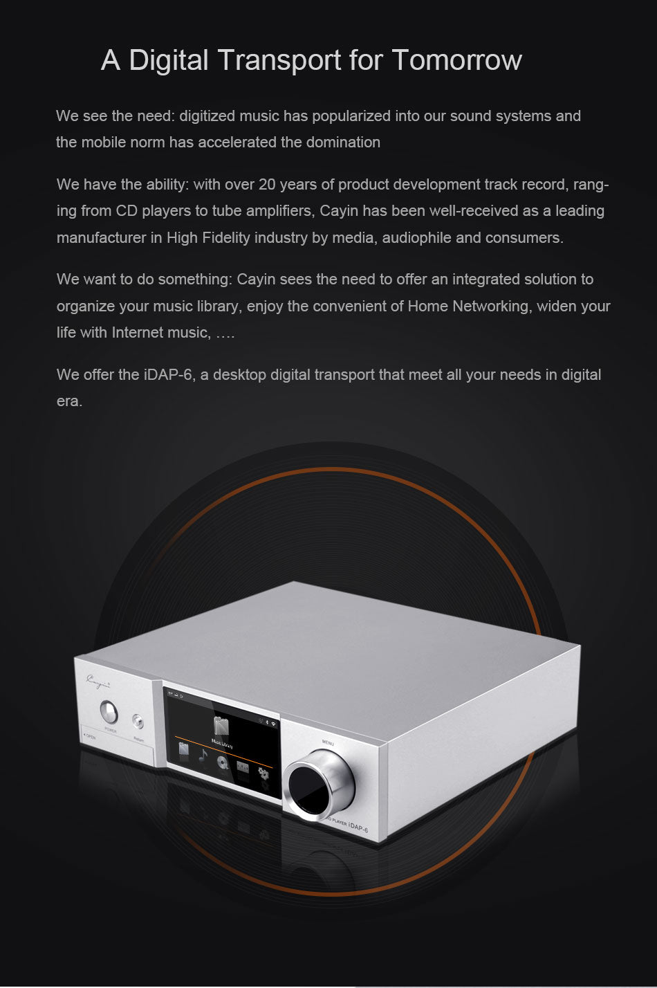 Cayin IDAP-6 Desktop Digital Transport (Silver) (Call/Email For Availability)