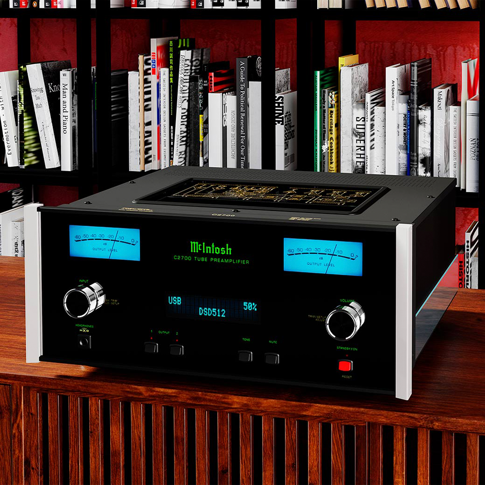 McIntosh C2700 Tube Preamplifier front on table display 