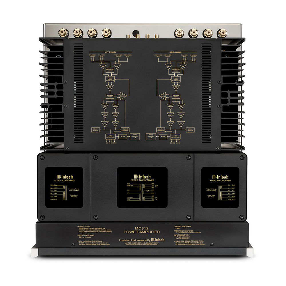 McIntosh MC312 power Amplifier top down view