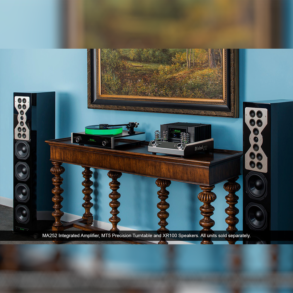 McIntosh MA252 - 100W Integrated Amplifier system on table shelf display