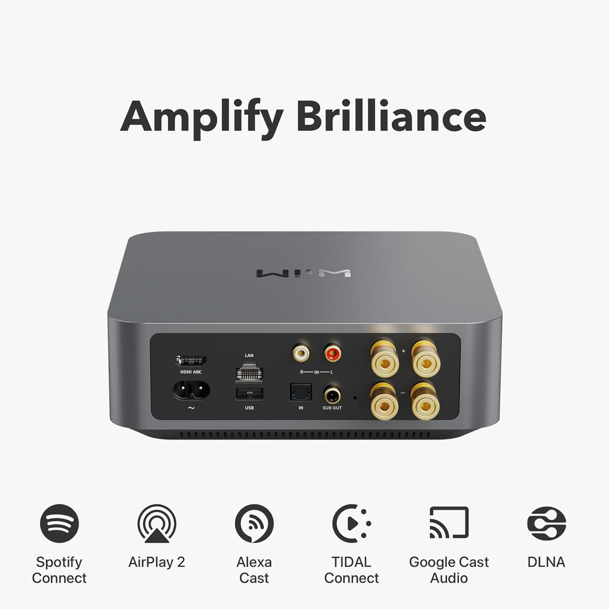Amplificatore WiiM Amp Streaming Multiroom - 60W Per Canale, HDMI ARC, AirPlay, Grigio Spazio